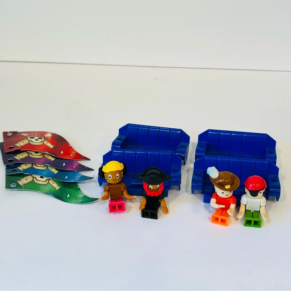 Knex Pirate Ship Figures & Blue Chairs K'nex Thrill Rides Parts Flags Characters